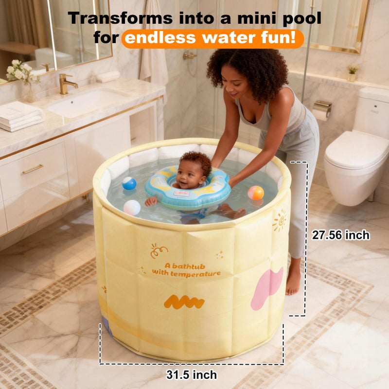COBOPANDA Portable Bathtub for Kids 27.5"x31.5" Collapsible Cold Plunge Bathtub Foldable No Installation Ice Bath Tub for Shower Stall, Bathroom Hot SPA Soaking Standing Tub - Image 3