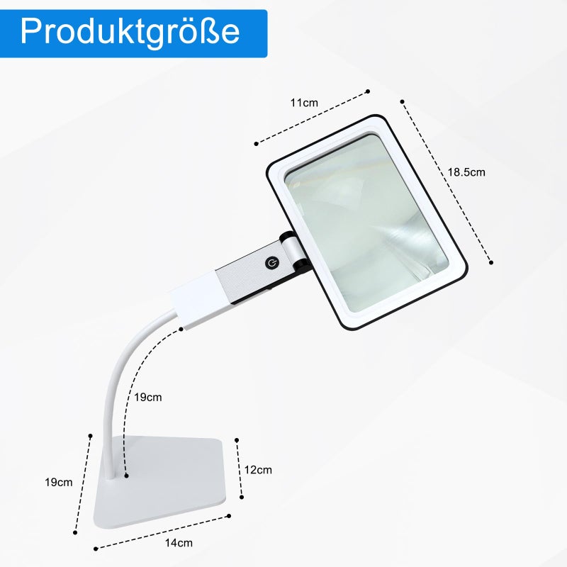 ZHSX 5X Tabletop Magnifying Glass with Light,Detachable and Foldable Acrylic Lenses Handheld Magnifying Glass,Lightweight Rectangular Flexible Gooseneck Magnifier for Seniors Readingã€Close Work - Image 2
