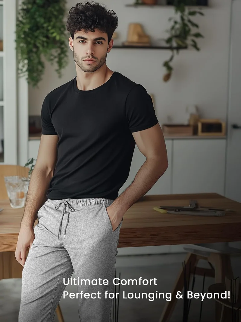 NOBERO Men's Grey Melange Joggers for Men
