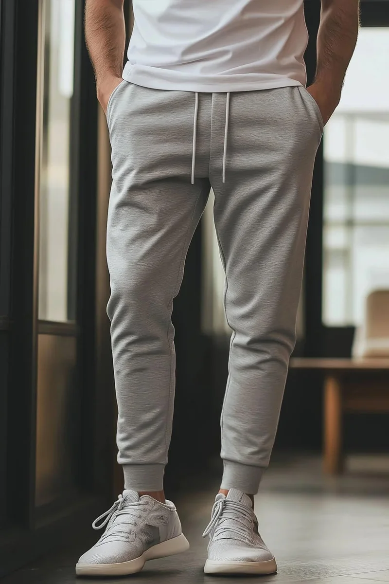 NOBERO  Men's Grey Melange Joggers for Men for Men | Best Price UAE