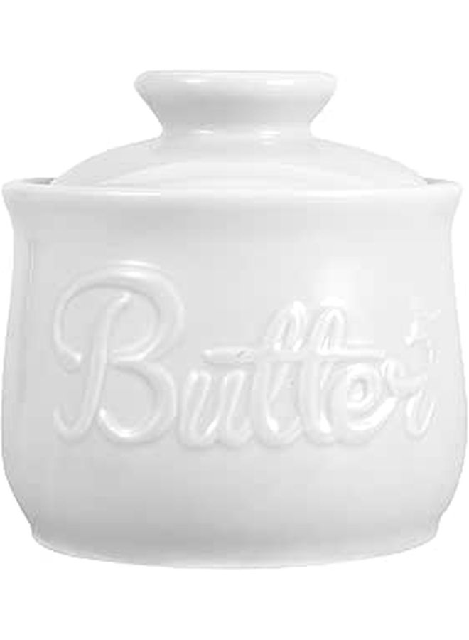 Vintage Porcelain Ceramic Butter Dish With Lid French Crock Keeper For Kitchen Countertop White - Image 1