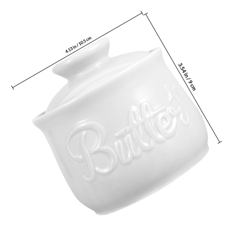 Vintage Porcelain Ceramic Butter Dish With Lid French Crock Keeper For Kitchen Countertop White - Image 3