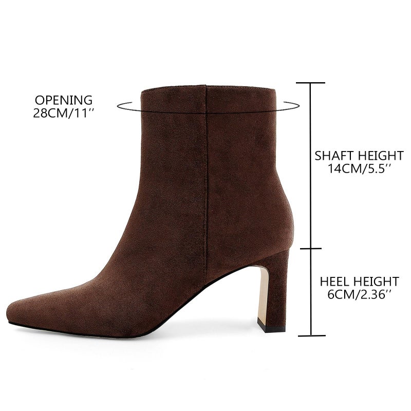 MICIFA Women's Ankle Boots Chunky Low Heel Suede Brown Booties with Side Zipper Square Toe Fall Winter Dress Heeled Short Boots Suede Brown - Image 4