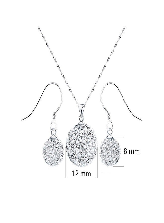 MECOOL 925 Sterling Silver Created Crystal Pendant & Earrings Set | Women's Jewelry Sets | Silver Jewelry Set for Women | Necklace and Earring Set | Women Jewelry Sets (White Earring and Necklace) - Image 3