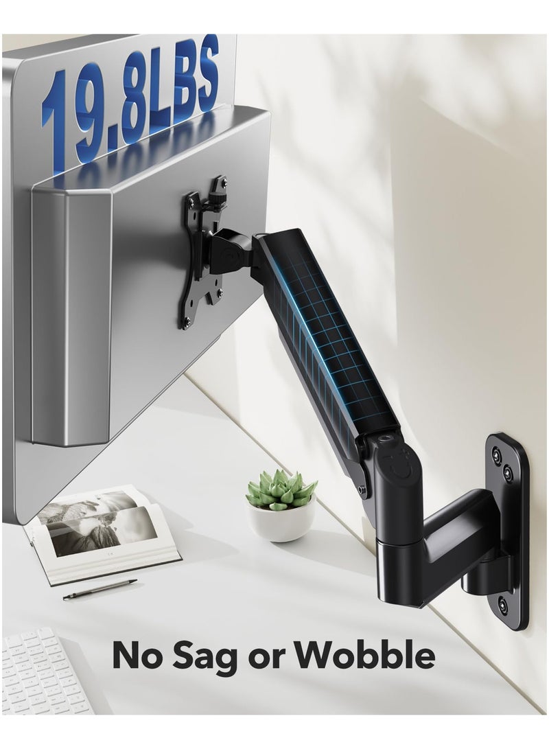 Monitor Wall Mount for Max 32 inch Screen, Alloy Steel Holds up to 19.8 lbs, Gas Spring Monitor Arm Wall Mount, Full Adjustable Tilt Swivel Rotate, VESA 75/100mm  - Image 5