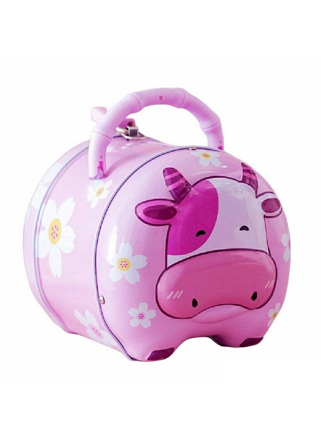 فنبلاست حصالة نقود من فن بلاست للأطفال، حصالة نقود معدنية لحفظ النقود مع قفل ومفتاح، حصالة نقود مطبوعة بطبعة بقرة، صندوق نقود، حصالة نقود للأطفال، حصالة نقود، حصالة نقود، حصالة نقود متعددة الاستخدامات - Image 2