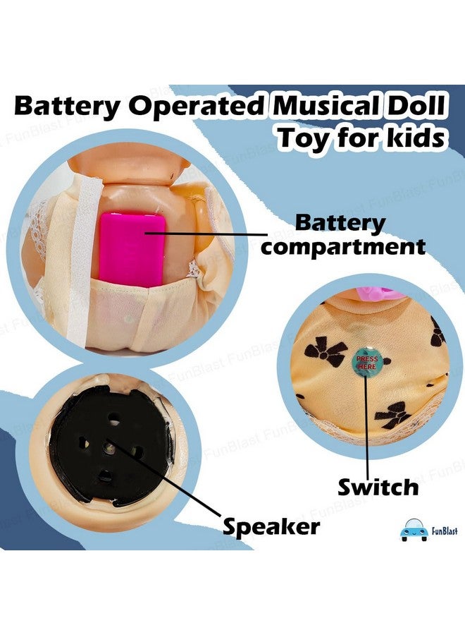فنبلاست دمية فن بلاست للأطفال - دمية للأولاد، دمية موسيقية للبنات، دمية مزودة بمستشعرات لمس وصوت، دمية موسيقية للأولاد والبنات بعمر 3 سنوات فما فوق، دمية للأولاد مع فستان (كريمي) - Image 4