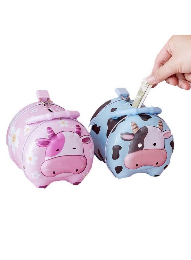 فنبلاست حصالة نقود من فن بلاست للأطفال، حصالة نقود معدنية لحفظ النقود مع قفل ومفتاح، حصالة نقود مطبوعة بطبعة بقرة، صندوق نقود، حصالة نقود للأطفال، حصالة نقود، حصالة نقود، حصالة نقود متعددة الاستخدامات - Image 4