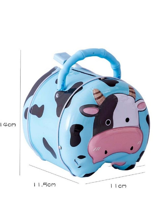 فنبلاست حصالة نقود من فن بلاست للأطفال، حصالة نقود معدنية لحفظ النقود مع قفل ومفتاح، حصالة نقود مطبوعة بطبعة بقرة، صندوق نقود، حصالة نقود للأطفال، حصالة نقود، حصالة نقود، حصالة نقود متعددة الاستخدامات - Image 5