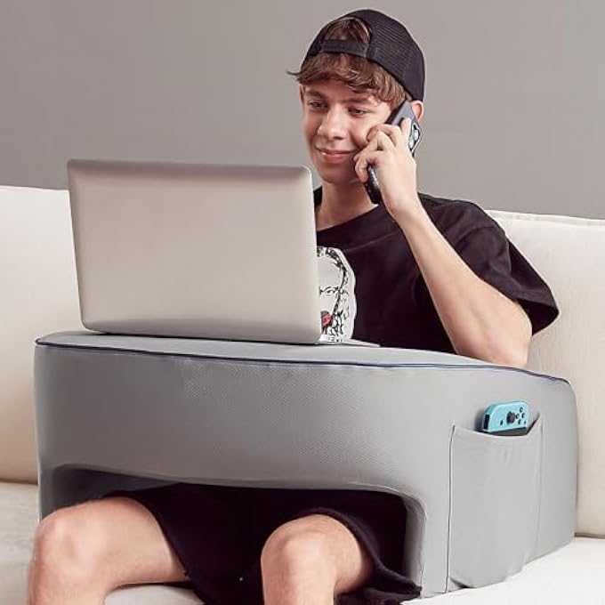 rayihni LAP DESK FOR ADULTS, GAMING PILLOW, READING PILLOW, LAP DESK, LAPTOP DESK PILLOW, COUCH READING PILLOW, MEMORY FOAM BED REST PILLOW FOR READING, LAPTOP STAND FOR BED(GREY) - Image 1