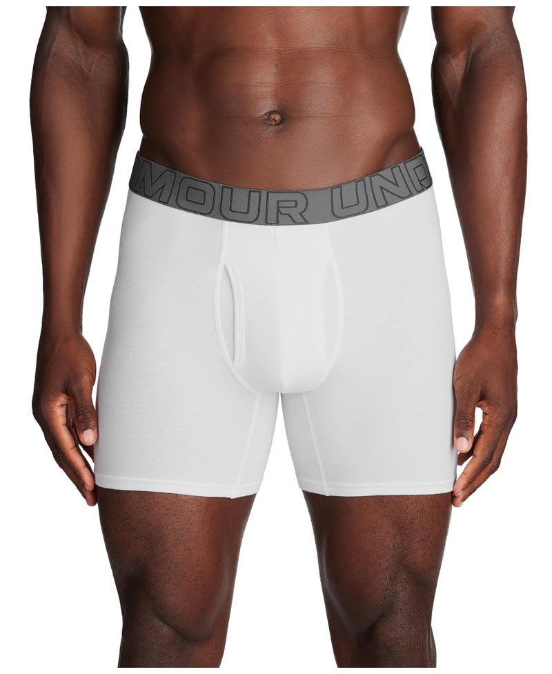 Under Armour Performance Cotton Boxer - Solid 6in 3-Pack, White Solid - Core, 4XL - Image 4
