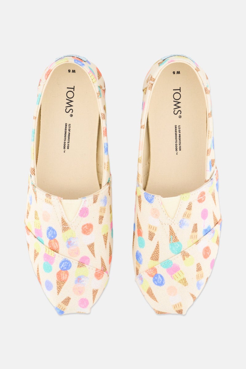 Women Cones Print Slip On Casual Shoes, Beige Combo