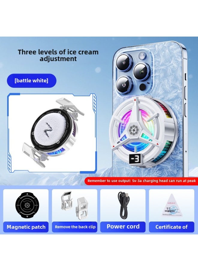 Generic - Semi-conductor Ice Cooling Mobile Phone Cooler Water Cool H15 Rechargeable Gaming Heat Sink Digital Computer Game Controller-Product Color:Tl07 White Freezing Model  Magnetic Back Clip Dual Use - Image 1