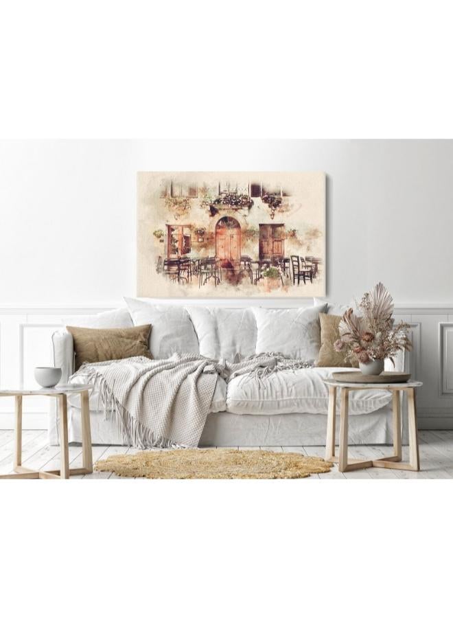 هوم جاليري لوحة مائية ريترو رومانسي مطعم إيطاليا مطبوعة على قماش جدار الفن - Image 3