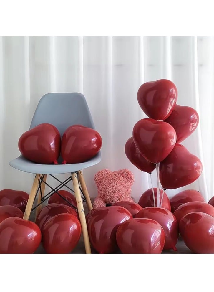 Boxwoods 50 PCS Red Heart Shape Latex Balloons - Image 1