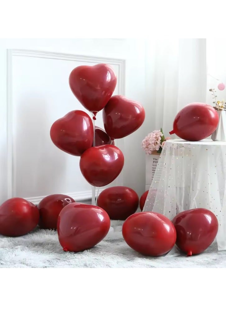 Boxwoods 50 PCS Red Heart Shape Latex Balloons - Image 2
