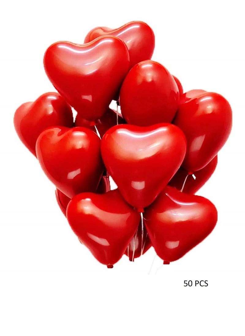 Boxwoods 50 PCS Red Heart Shape Latex Balloons 12 Inch Size  - Image 2