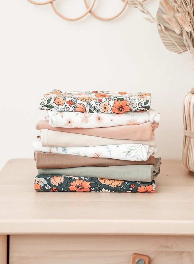Newborn Baby Swaddle Blanket Set, 30x30 Inch Soft Stretchy Floral Receiving Blanket with Matching Headband, Beanie & Birth Announcement Card for 0-3 Months Baby, Blue Floral Print - Image 4