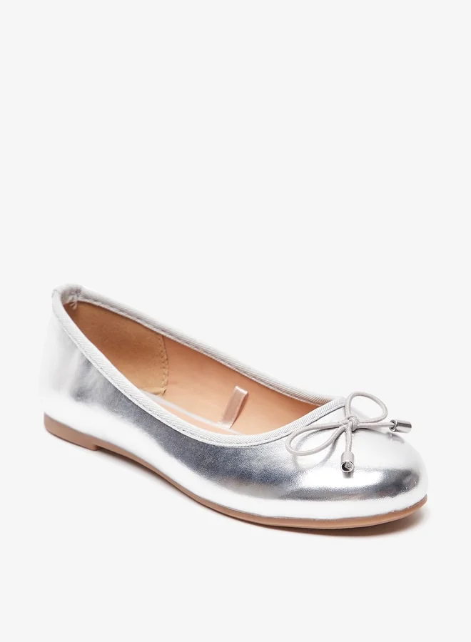 ميسي حذاء باليرينا بناتي بدون أربطة بتصميم دائري مزين بفيونكة مع بطانة مريحة