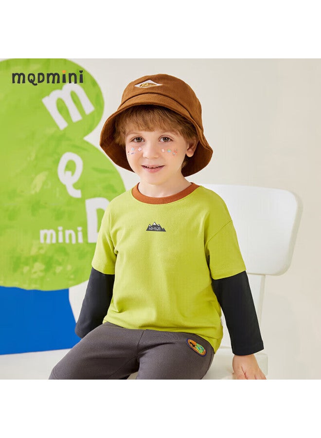 Mqdmini Boys' Long-sleeve T-shirt, Children's Faux Two-piece T-shirt, Top For Young Kids, Base Layer, Shanfeng - Image 1