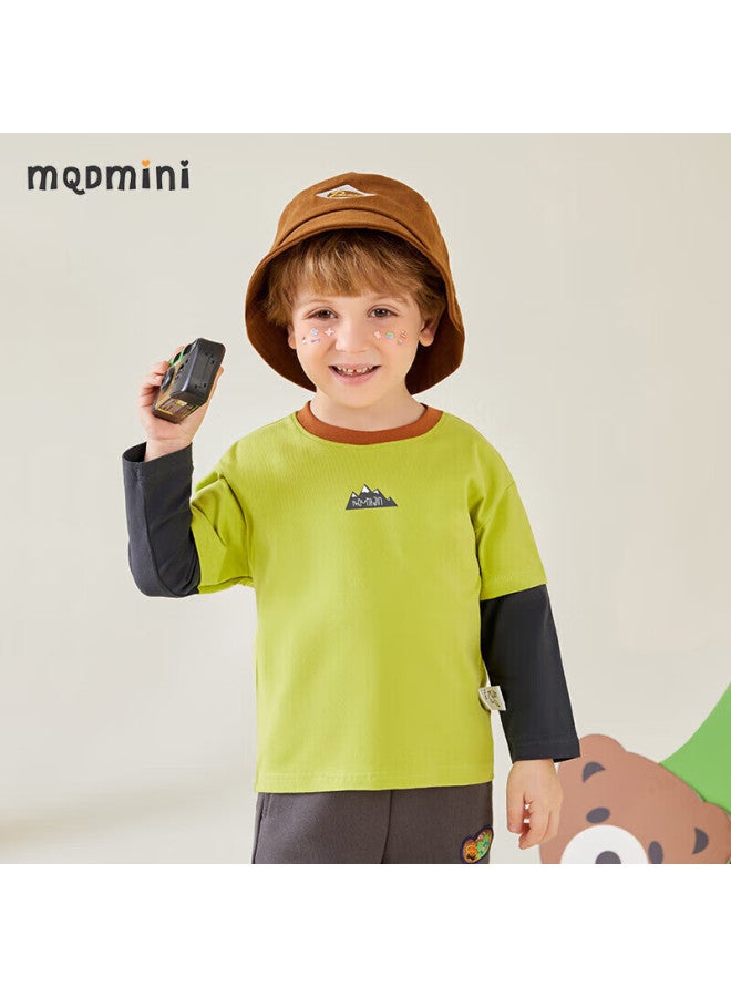 Mqdmini Boys' Long-sleeve T-shirt, Children's Faux Two-piece T-shirt, Top For Young Kids, Base Layer, Shanfeng - Image 2