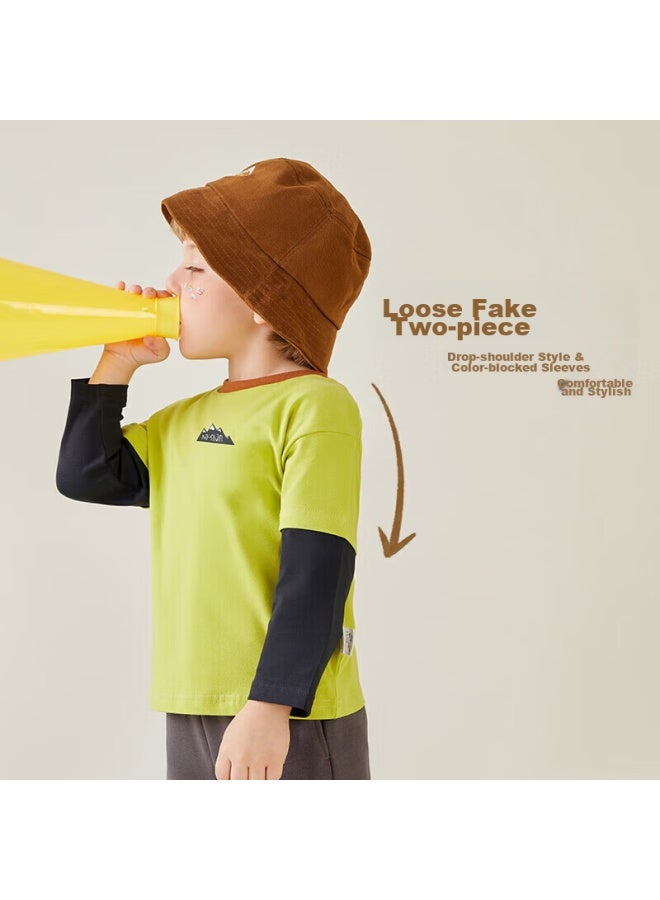 Mqdmini Boys' Long-sleeve T-shirt, Children's Faux Two-piece T-shirt, Top For Young Kids, Base Layer, Shanfeng - Image 4