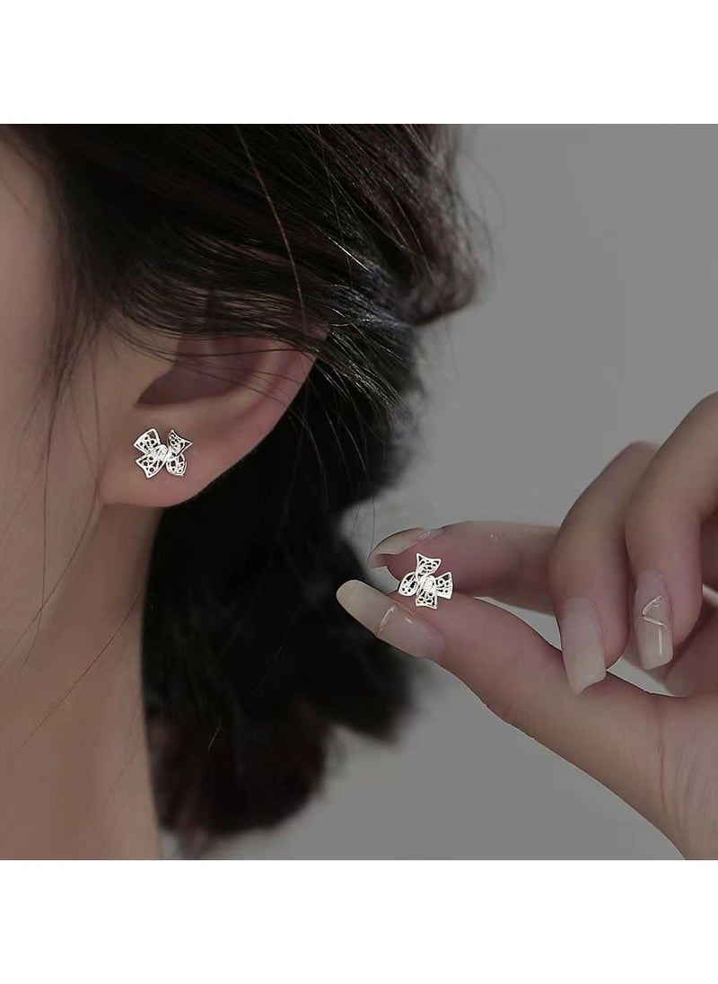 xozgdovg Bow sweet little fresh screw hollow-out flower silk accessories for women  - Image 3