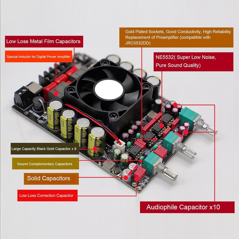 Marhynchus 5.2 Sound Amplifier Board 220W with Independent Sound Adjustment, AUX Input for Tablets, TVs, Smartphones, and Laptops - Image 2