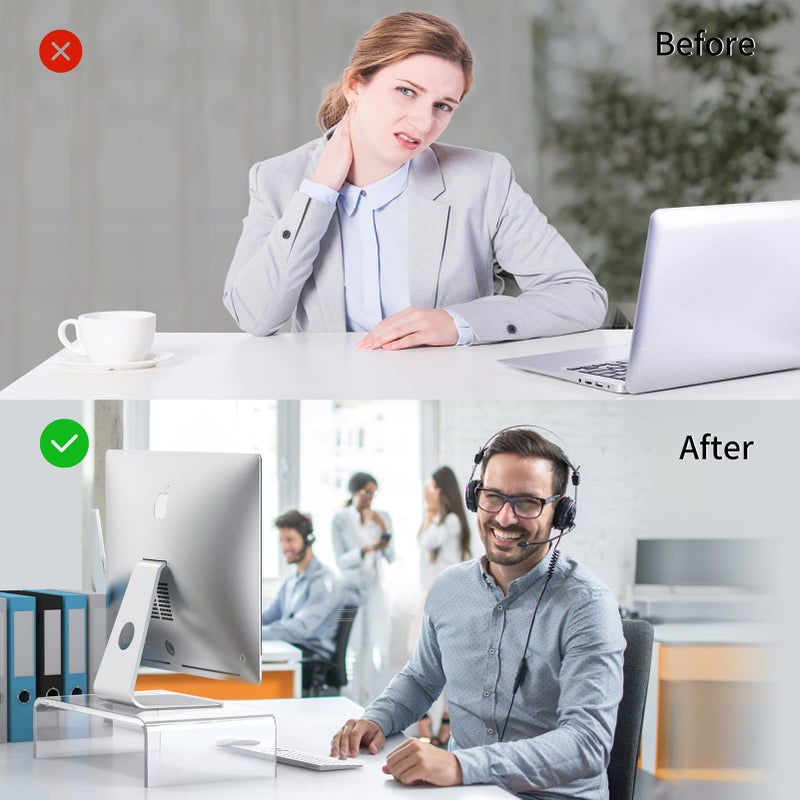 Beimu Acrylic Monitor Stand Riser Acrylic Laptop Stand Riser PC Holder Clear Computer Monitor Stand for Desk White Laptop Stand for Desk Compatible with iMac MacBook All Notebooks - Image 5