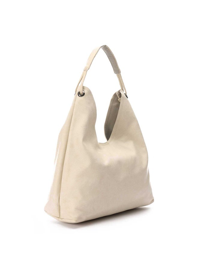 Mr.joe Mr Joe Beige Faux Leather Hobo Shoulder Bag for Women -4139 - Image 2
