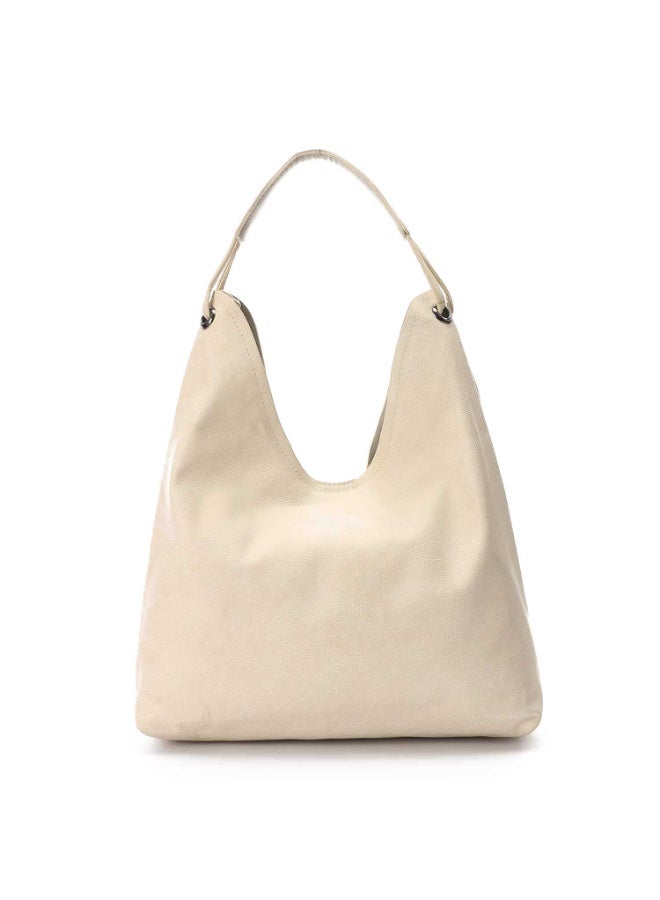 Mr.joe Mr Joe Beige Faux Leather Hobo Shoulder Bag for Women -4139 - Image 1