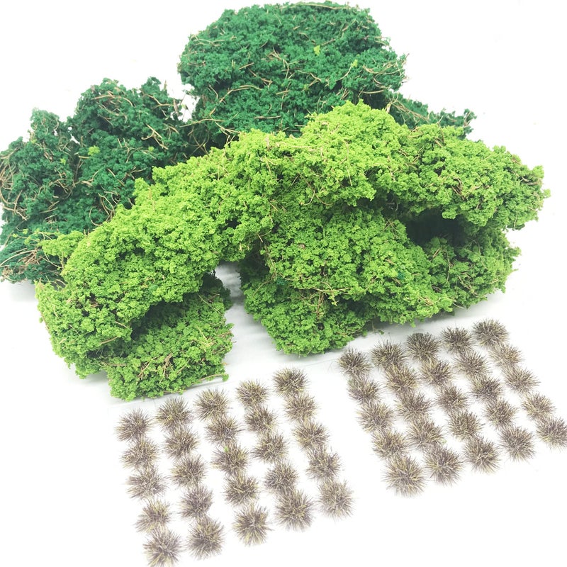 Cayway 3 Pack Static Grass Tuft Miniature Shrubs Bushes Model Grass Tufts Terrain Model Kit Resin Static Scenery Model for Gaming Terrain Decoration Train Landscape Railway Artificial Grass Modeling - Image 1