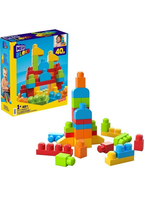 MEGA BLOKS - HKN40 - Let's Build It - Building Block Set, 40 Pieces, Toy for Babies and Children from 1 to 5 Years Old
