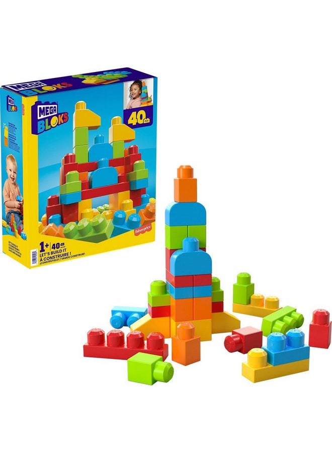 Mega Brands MEGA BLOKS - HKN40 - Let's Build It - Building Block Set, 40 Pieces, Toy for Babies and Children from 1 to 5 Years Old  - Image 1