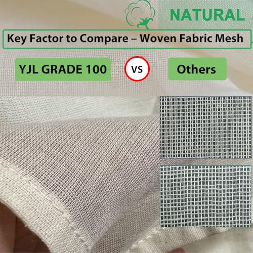 YJL Organic Cheese Cloths, Grade 100 Extra Ultra Fine Mesh with Hemmed Edges, 6 Pack 20x20 Inch 100% Unbleached Cotton Reusable cheesecloth for Straining, Cooking, Cheese Making, Roasting, Crafting - Image 4