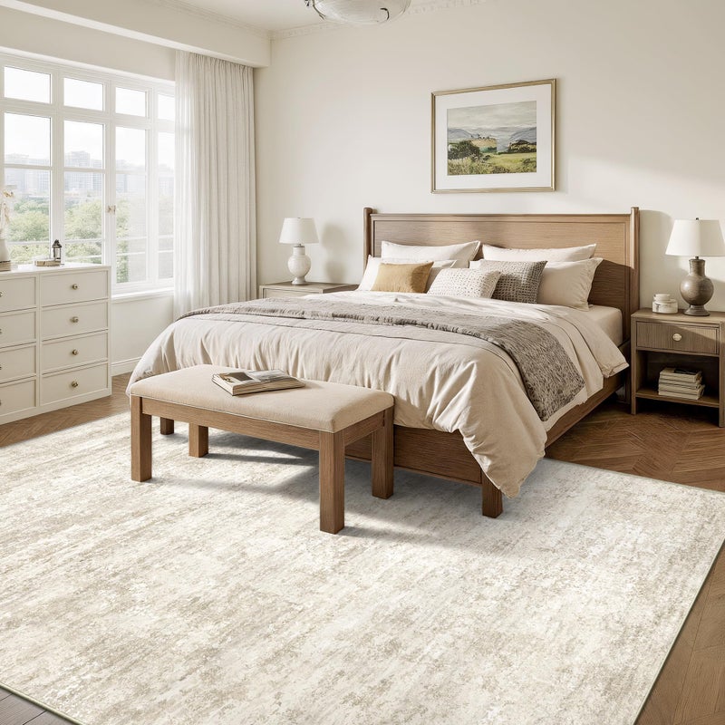 Art&Tuft Washable Rugs 8x10, Anti-Slip Backing Abstract 8x10 Area Rugs for Living Room, Foldable Stain Resistant Machine Washable Area Rug(8'x10', Beige) - Image 4