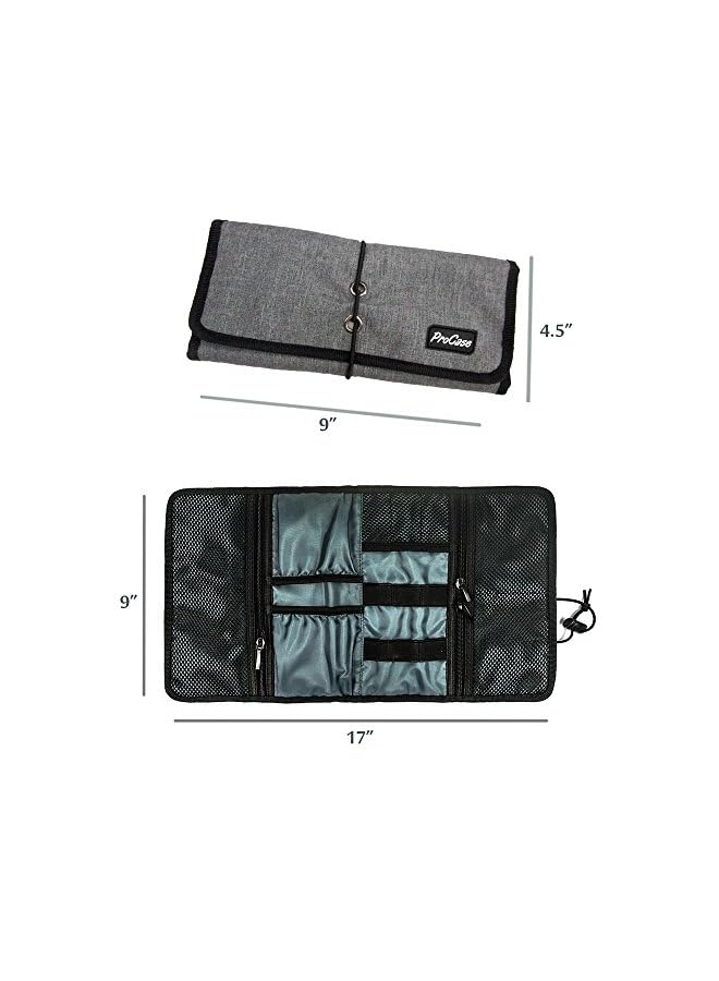 Procases Electronics Accessories Organizer Bag, Universal Electronic Travel Gadgets Carrying Case Pouch for Charger USB Cables SD Memory Cards Earphone Flash Hard Drive -Grey - Image 4