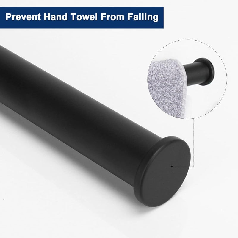 LUXIUR Towel Hanger for Wash Basin, Bathroom and Kitchen Sink Stand, 304 Grade Stainless Steel Towel Ring, Napkin Holder, Matte Black, Pack of 2 - Image 3