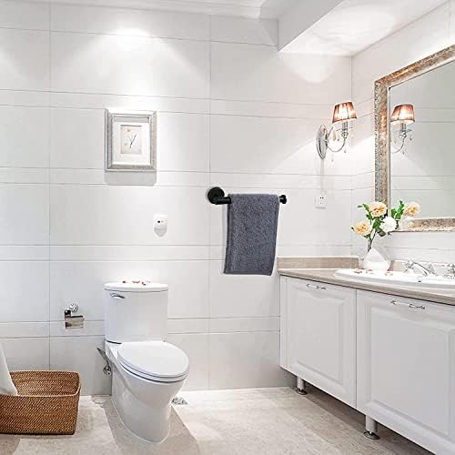 LUXIUR Towel Hanger for Wash Basin, Bathroom and Kitchen Sink Stand, 304 Grade Stainless Steel Towel Ring, Napkin Holder, Matte Black, Pack of 2 - Image 4