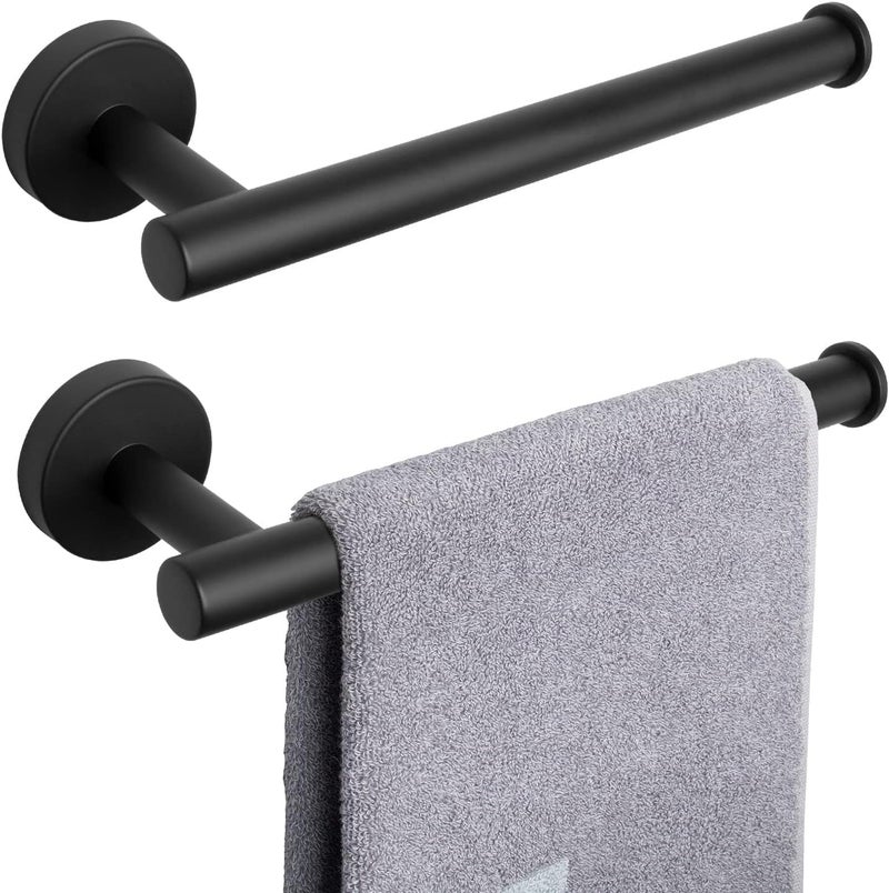 LUXIUR Towel Hanger for Wash Basin, Bathroom and Kitchen Sink Stand, 304 Grade Stainless Steel Towel Ring, Napkin Holder, Matte Black, Pack of 2 - Image 1