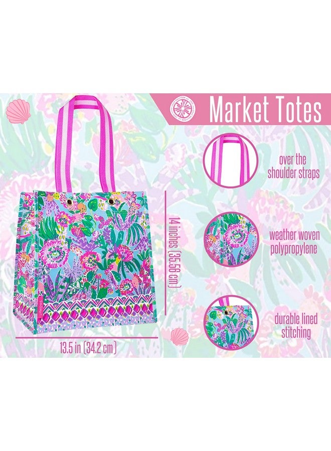 Lilly Pulitzer Lilly Pulitzer Market Shopper Bag, Reusable Grocery Tote, Shoulder Bag for Produce or Travel, Me and My Zesty  - Image 3