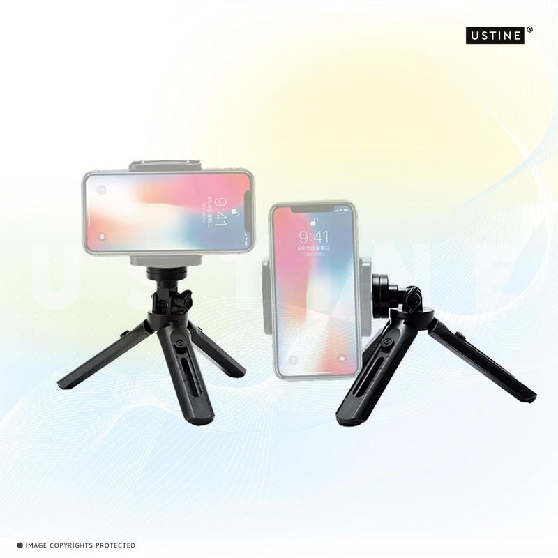 USTINE طقم يوتيوبر ® | ضوء حلقي 10" | MiniPro T1 – حامل ثلاثي صغير مدمج 16 سم (للاستخدام على الطاولة) | مثالي لمقاطع فيديو فيسبوك، الريلز والتدوين المرئي (MiniPro T1 + ضوء 10") - Image 5