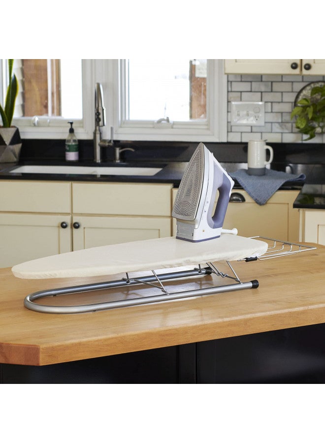 Household Essentials Tabletop Ironing Board, Compact Ironing Board with Iron Rest, Includes Door Hang, Perfect for Dorms and Small Spaces, 12 x 30", Silver - Image 2