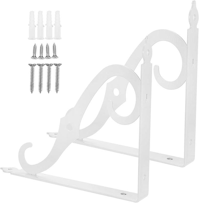 White Heavy Duty Wall Mounted Shelf Brackets Thick Iron Triangle Supports For Home Kitchen Garage Storage - Image 2