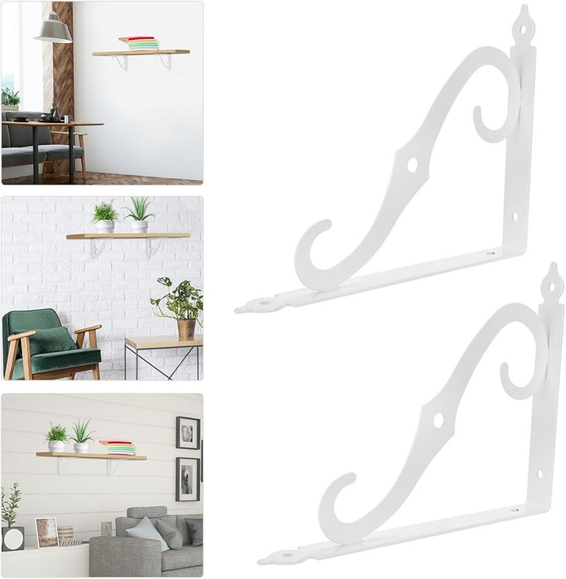 White Heavy Duty Wall Mounted Shelf Brackets Thick Iron Triangle Supports For Home Kitchen Garage Storage - Image 5