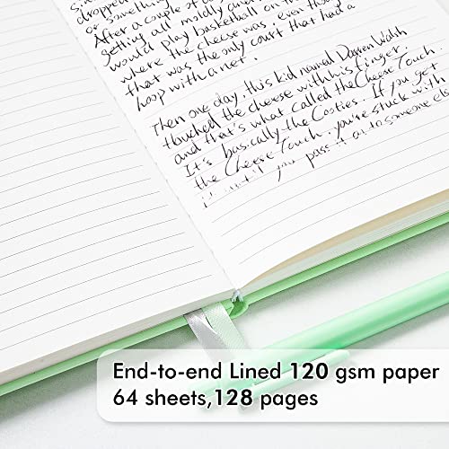feela 3 Pack Hardcover Notebook For Women, Classic Ruled Lined Journal Set School Business Supplies, with 3 Black Pens, 120 GSM, 5.1”x8.3”, A5, Pastel Colors, Light Blue, Light Purple, Light Green - Image 3