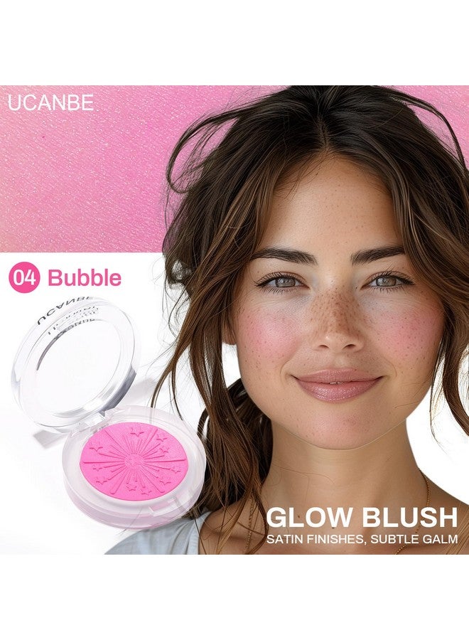 يوكانبي أحمر خدود مخبوز من UCANBE، لوحة أحمر خدود متوهجة - لوحة مكياج أحمر خدود بودرة حريري سهل الدمج، يمنحك بشرة حمراء طبيعية تدوم طويلاً، 04 بابل - Image 2