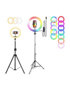 DIGI CORE 10 inch RGB Ring Light With Tripod Stand 2.1 Meter Height RGB Selfie Light And 360° Phone Holder For Live Broadcast Youtube Instagram And Tik Tok Video Making  - Image 2