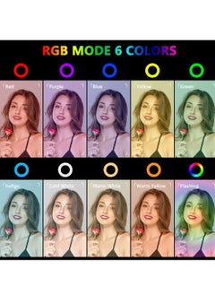 DIGI CORE 10 inch RGB Ring Light With Tripod Stand 2.1 Meter Height RGB Selfie Light And 360° Phone Holder For Live Broadcast Youtube Instagram And Tik Tok Video Making  - Image 3