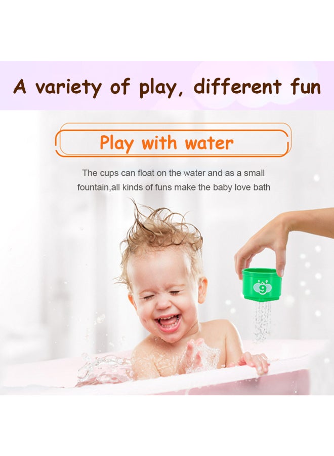 COGNIKIDS 10 قطع أكواب ملونة للتكديس - لعبة تعليمية مبكرة مع كتل تعشيق مع ضوء وصوت - للعب في الحمام والشاطئ والفرز - خالية من BPA للأطفال من عمر 10 أشهر وما فوق - Image 4